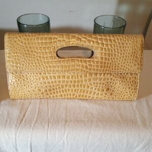 Vintage Retro Hobo Originals Tan Crocodile Leather Clutch